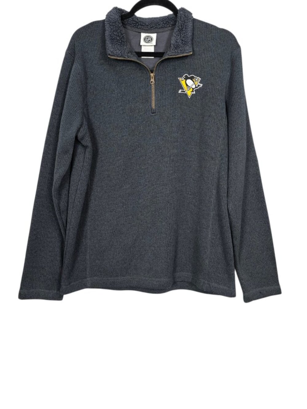 NHL Pittsburgh Penguins Quarter-Zip Pullover Sweater Sweatshirt Charcoal Gray M